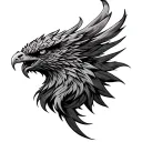 angry Phoenix head tattoo design idea