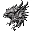 angry Phoenix head tattoo design idea
