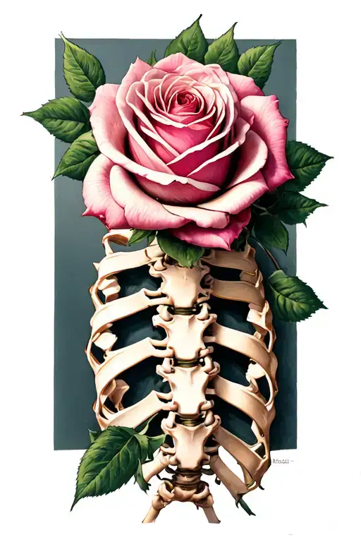 symbol an operation for scoliosis and a rose tattoo design idea