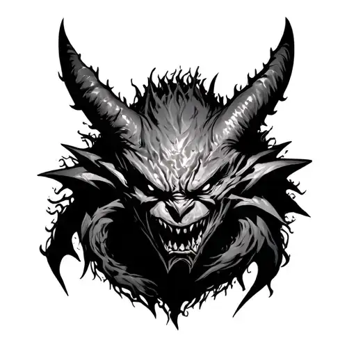 Dark forest with gasly hunter gengar ghost emerging tattoo design idea
