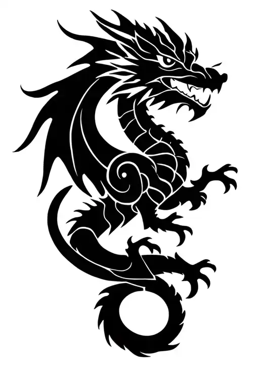 welsh dragon tribal tattoo design idea
