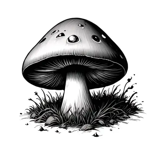 mushroom with eyes like in anime tattoo design idea