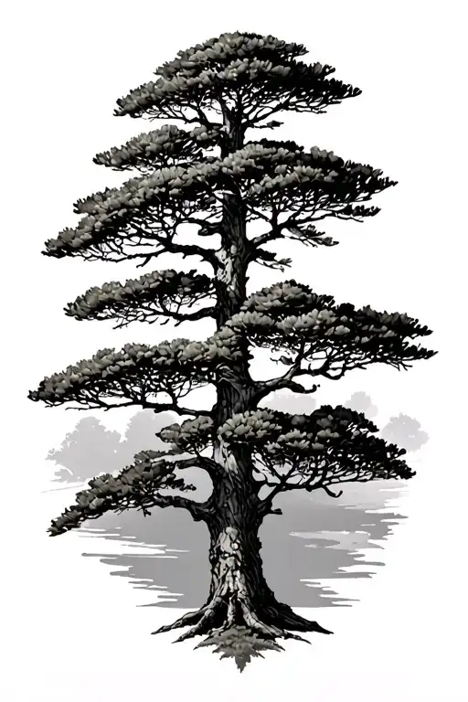 Lebanese Cedar Tree tattoo design idea