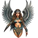 Valkyrie warrior with intricate tattoo design idea