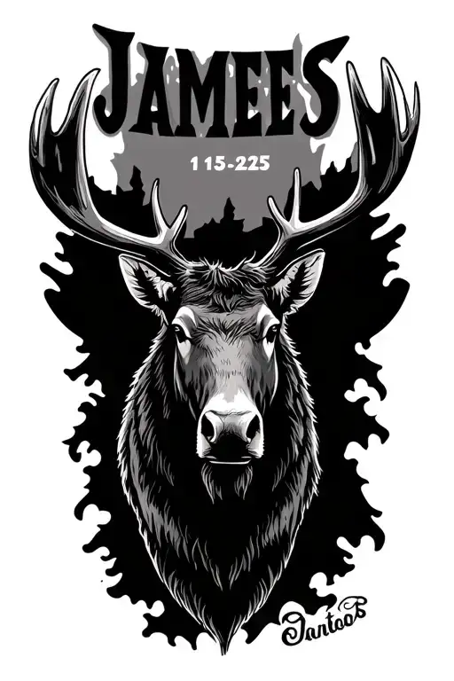 "James 1/15/25" Moose head tattoo design idea