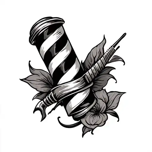 barber pole tattoo design idea