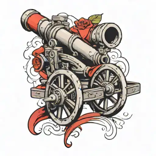 The arsenal Cannon with a red "A" letter in the middle tattoo design idea