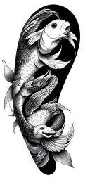 Sketch a Japanese style men's sleeve with lycoris, koi carp and snake tattoo design idea