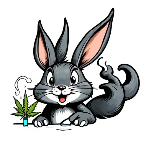 bugs bunny smoking weed joint tattoo design idea