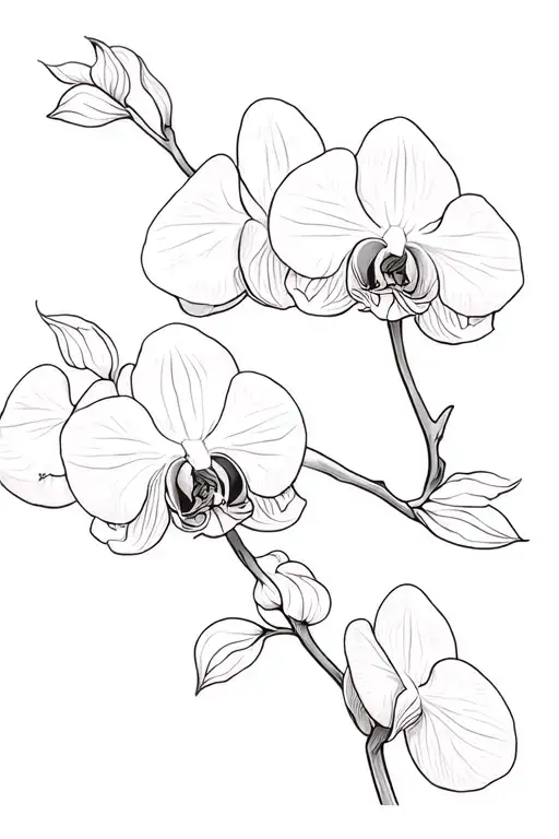 orchid flower wirh perfectly imperfect as the stem tattoo design idea