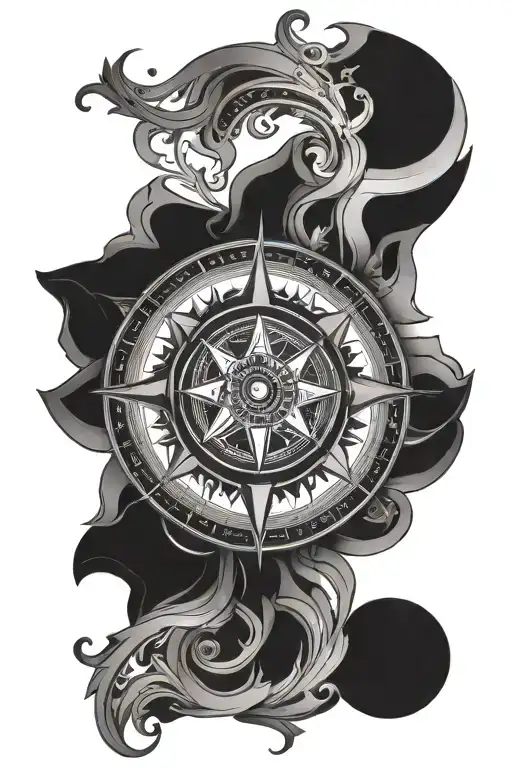 compass mandala design incorporating elements tattoo design idea