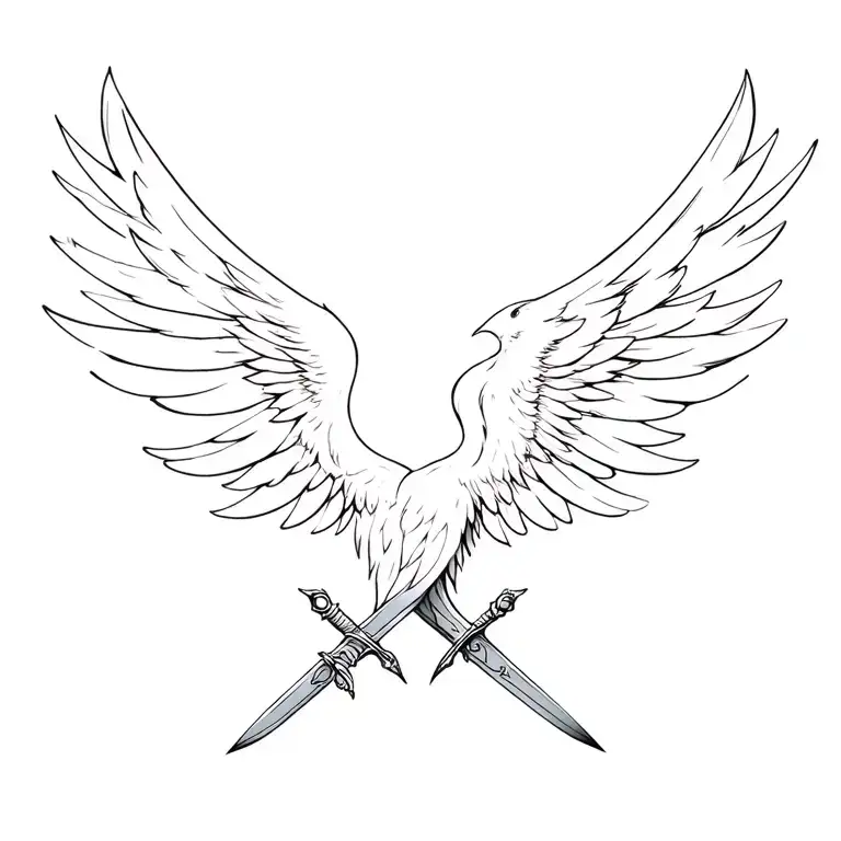 Sword and wing of the evil bird tattoo design idea