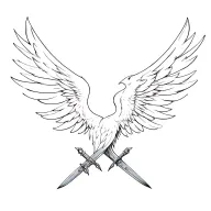 Sword and wing of the evil bird tattoo design idea