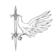Sword and wing of the evil bird tattoo design idea