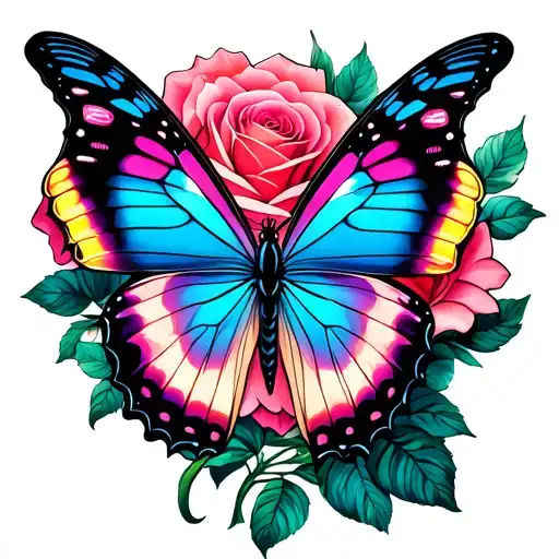🦋 Butterflies & Nature	6.	Butterfly with chrome tribal wings	7.	Neon butterfly surrounded by barbed wire	8.	Rose wit tattoo design idea