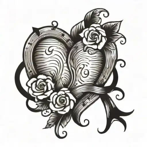 men's tattoo how lucky are we script around a fingerprint heart  tattoo design idea