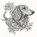 long-haired dachshund made of flowers tattoo design idea