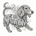 long-haired dachshund made of flowers tattoo design idea
