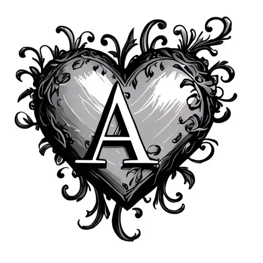 heart with husband initial a  tattoo design idea