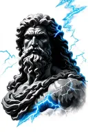 Zeus with lightning bolts tattoo design idea