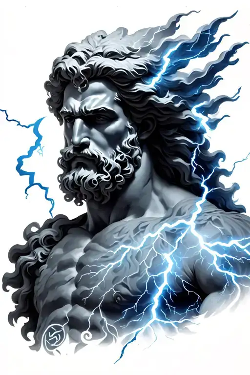 Zeus with lightning bolts tattoo design idea