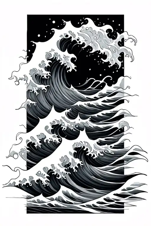 Waves as a half sleeve tattoo tattoo design idea