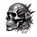 get rich or die tryin" with skull tattoo design idea