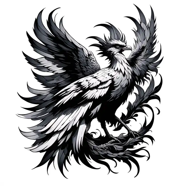 female phoenix tattoo design idea