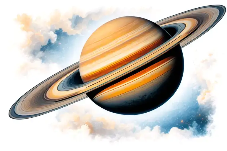 Realistic photo of Saturn planet tattoo design idea