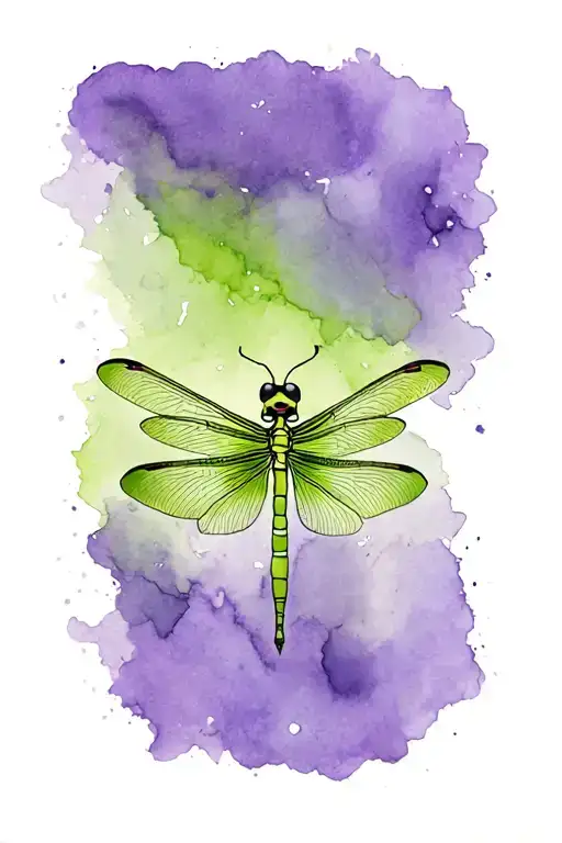 dragonfly or butterfly with lime green cancer ribbon tattoo design idea