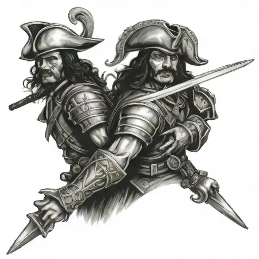 3 musketeers tattoo design idea