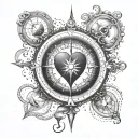 Infinite heart with a navigation compass tattoo design idea