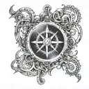 Infinite heart with a navigation compass tattoo design idea