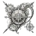 Infinite heart with a navigation compass tattoo design idea