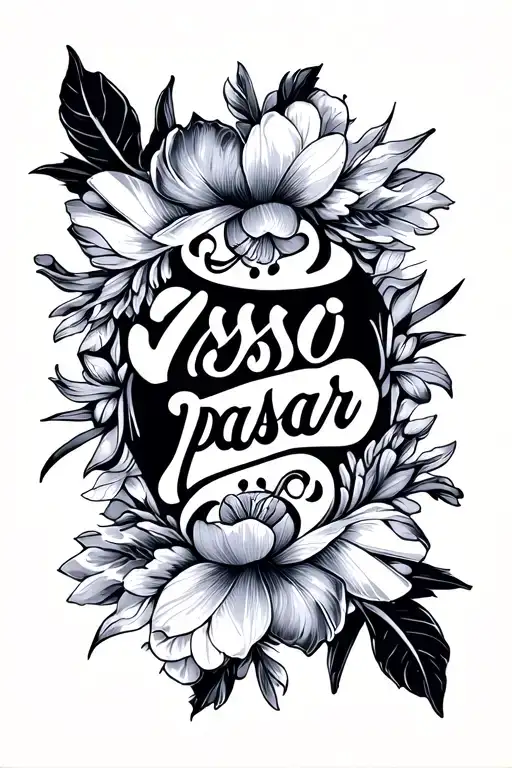 portuguese tiles with "isso vai passar" in cursive in the middle tattoo design idea