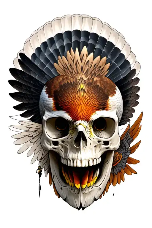 Skull, Peregrine Falcon, Free Fall parachute, Saint Michael, fairbanks sykes adaga in the skull tattoo design idea