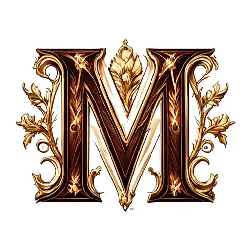 letter M & royalty free footage tattoo design idea