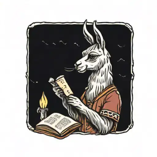 llama reading a book tattoo design idea