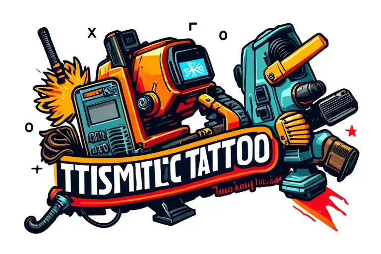 small tattoos like logos , which includes a welder, a gymnastic, a physic formula, a total station, tattoo design idea