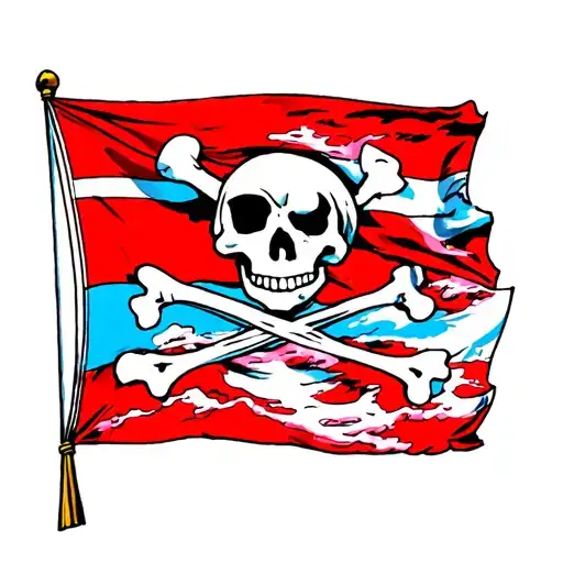 brook one piece jolly Roger flag tattoo design idea