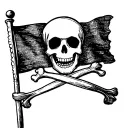 brook one piece jolly Roger flag tattoo design idea