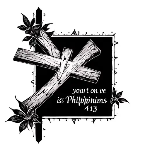 cross and verse Philippians 4:13 tattoo design idea