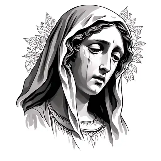 crying virgin mary tattoo design idea