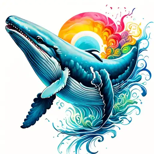 colorfull tattoo with whale  tattoo design idea