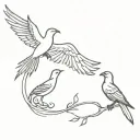 phoenix rising and scorpion and swallow bird flying keep all 3 animals separate  tattoo design idea