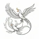 phoenix rising and scorpion and swallow bird flying keep all 3 animals separate  tattoo design idea