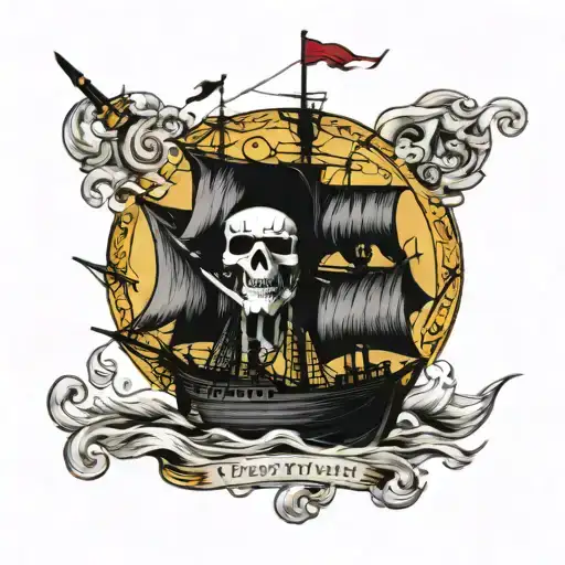pirates of the Caribbean the black pearl  ship  tattoo design idea