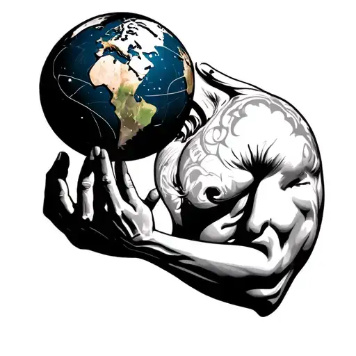 atlas holding world on shoulders tattoo design idea