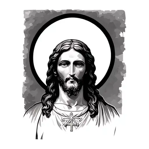 jesus christ above catholic church tattoo design idea
