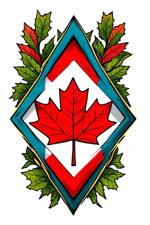 Represent canada flag, maple leaf, innovations arm sleeve tattoo design idea